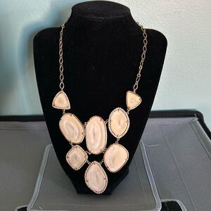 Stella & Dot gold tone and beige statement necklace